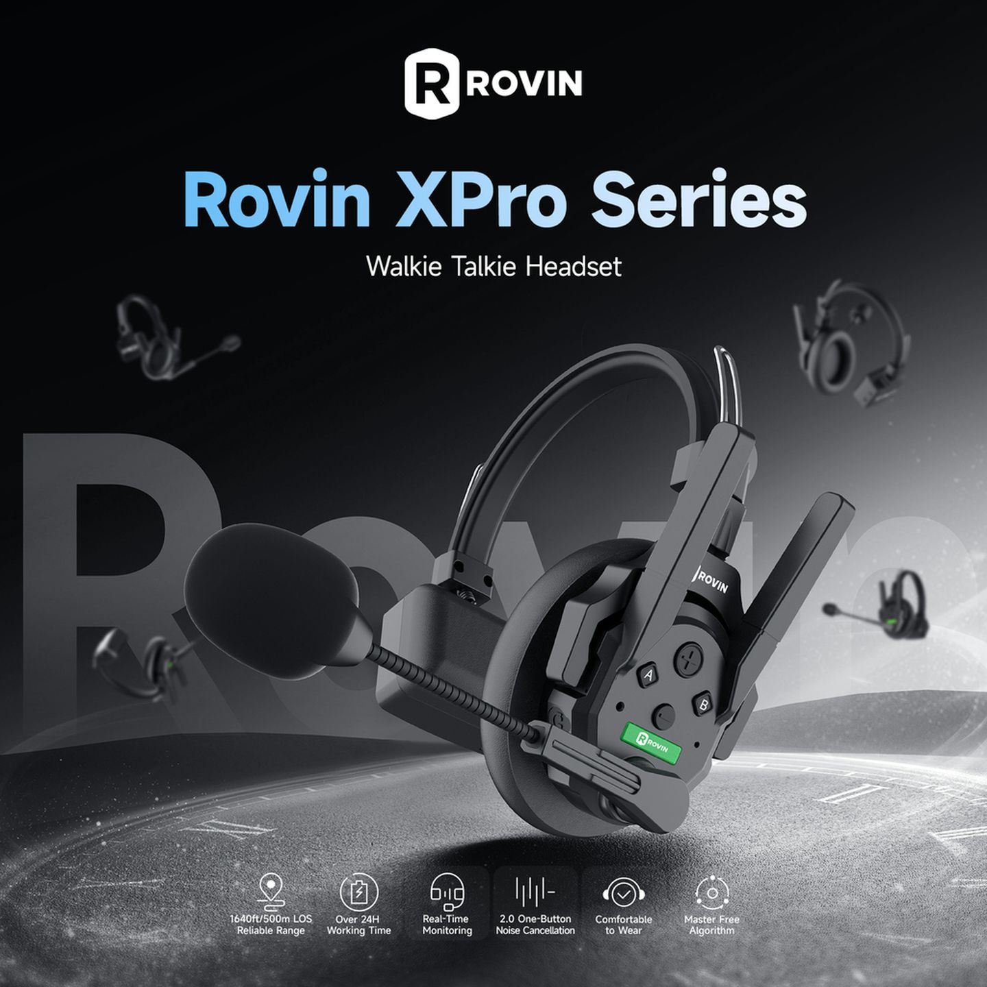 Rovin Walkie Talkie Headset XPRO V2 Intercom System