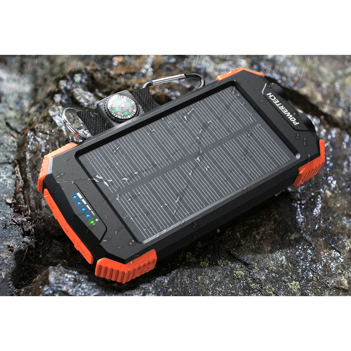 10000mAh Water Resistant Power Bank with Wireless QI  Solar Recharging