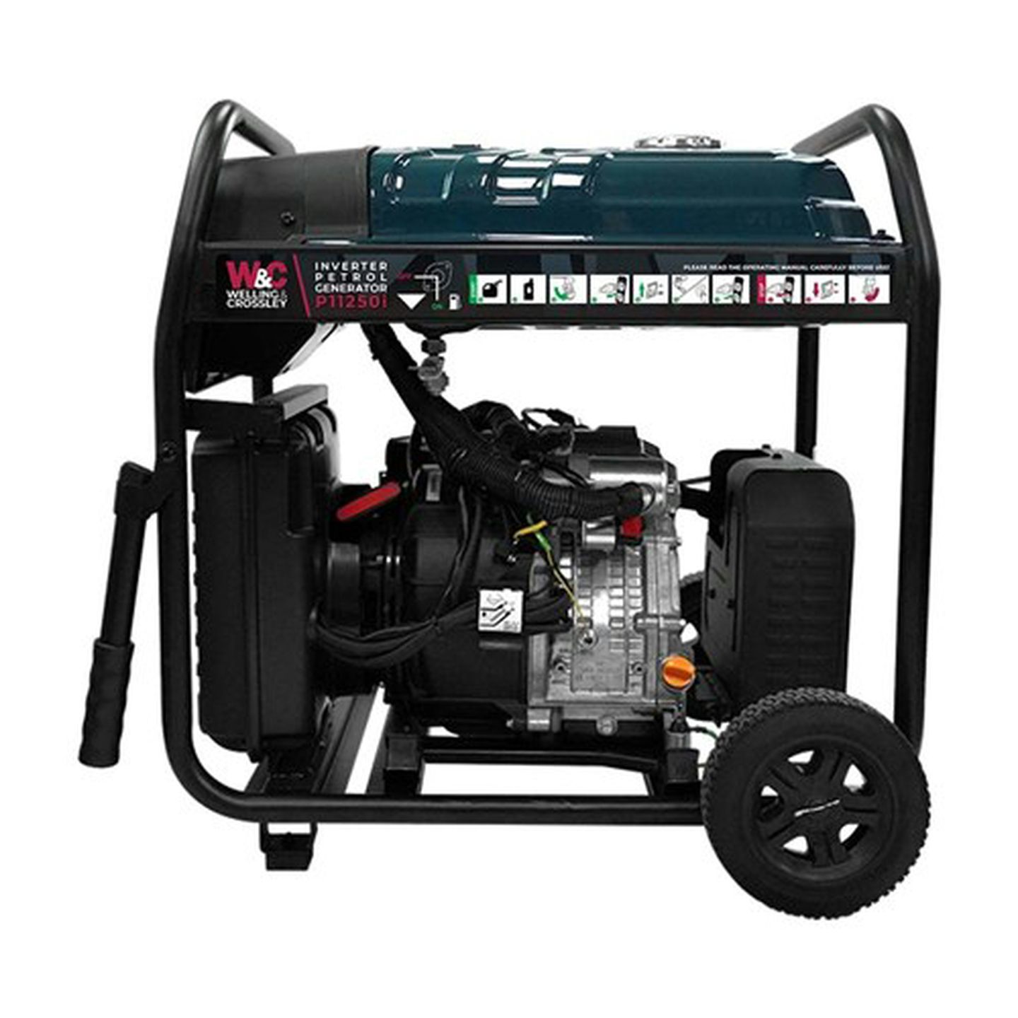 Welling & Crossley 11.25 kVA 9000W Open Frame Inverter Petrol Generator with E-Start