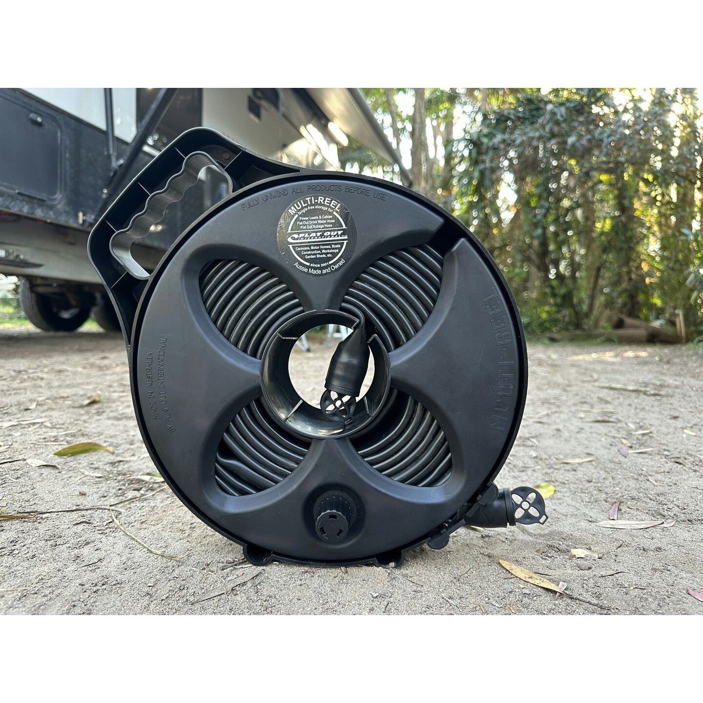 25mm Flat Out Sullage Hose on 6m Compact Multi-Reel Matte Black