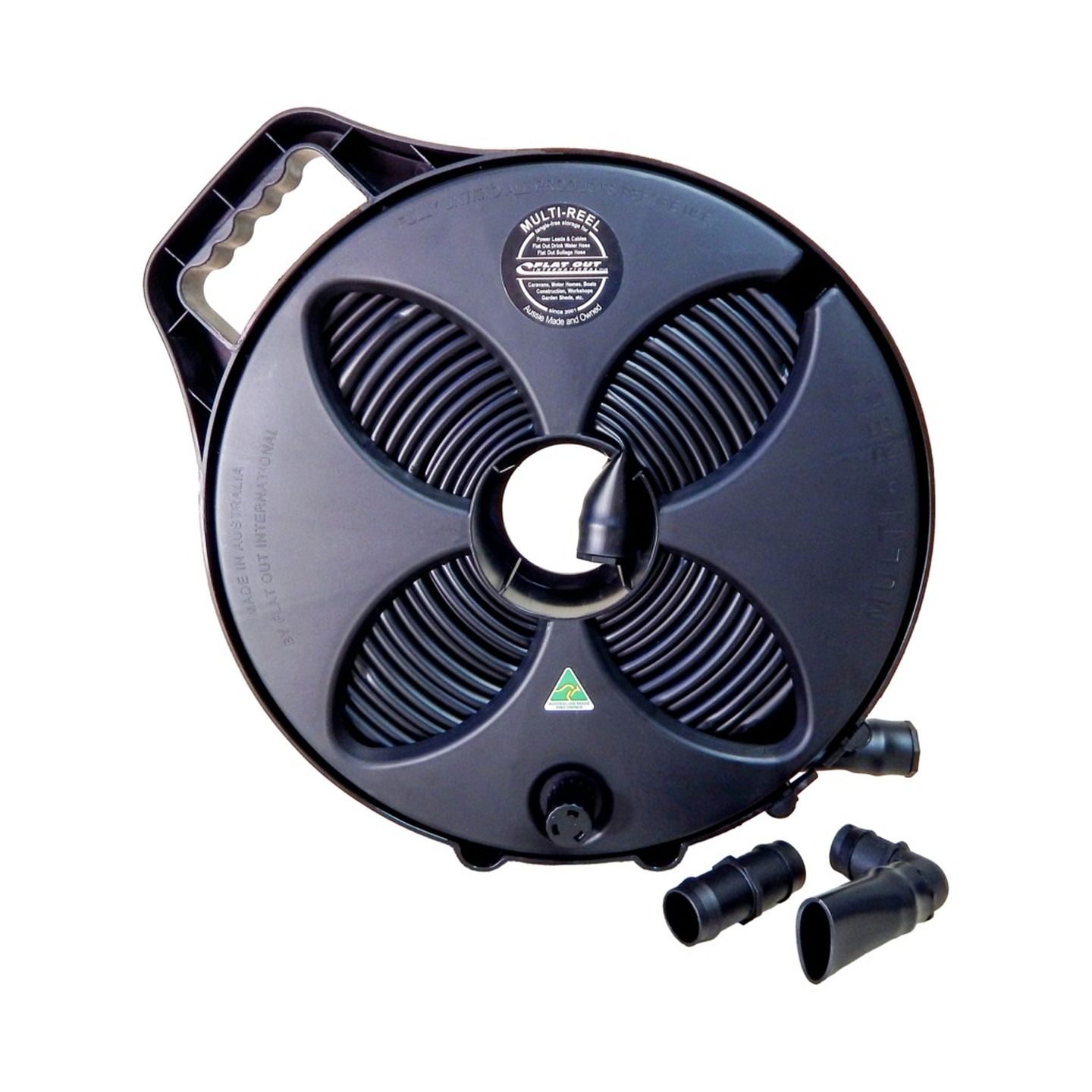 25mm Flat Out Sullage Hose on 9m Narrow Multi-Reel Matte Black